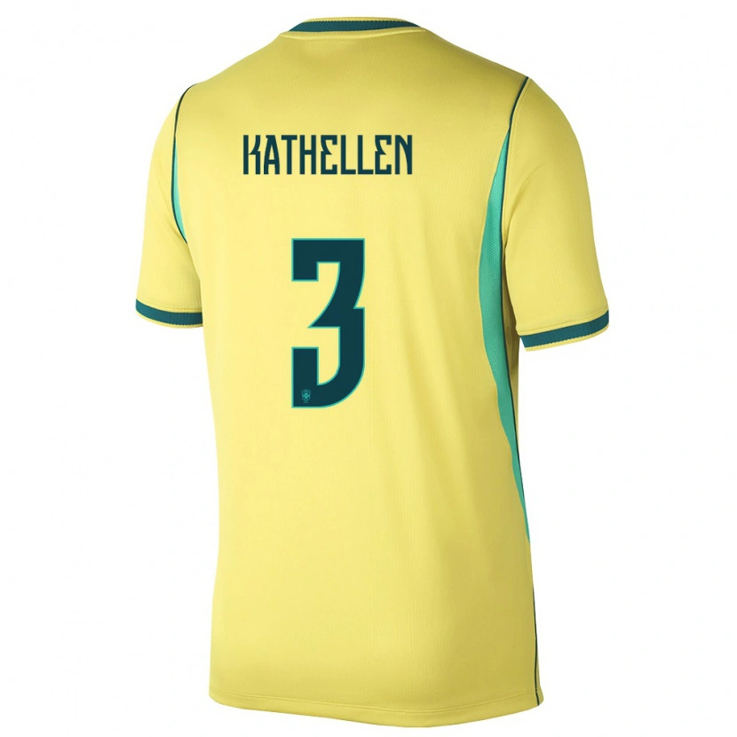 Danxen Dámské Brazílie Kathellen #3 Žlutá Zelená Domů Hráčské Dresy 26-28 Dres