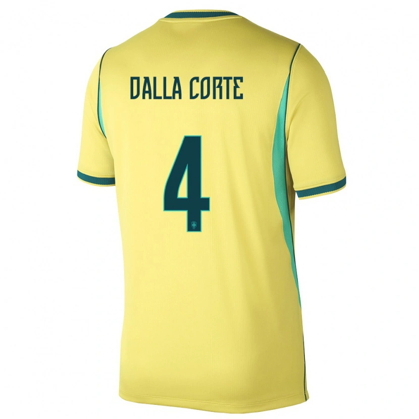 Danxen Dámské Brazílie Joao Dalla Corte #4 Žlutá Zelená Domů Hráčské Dresy 26-28 Dres