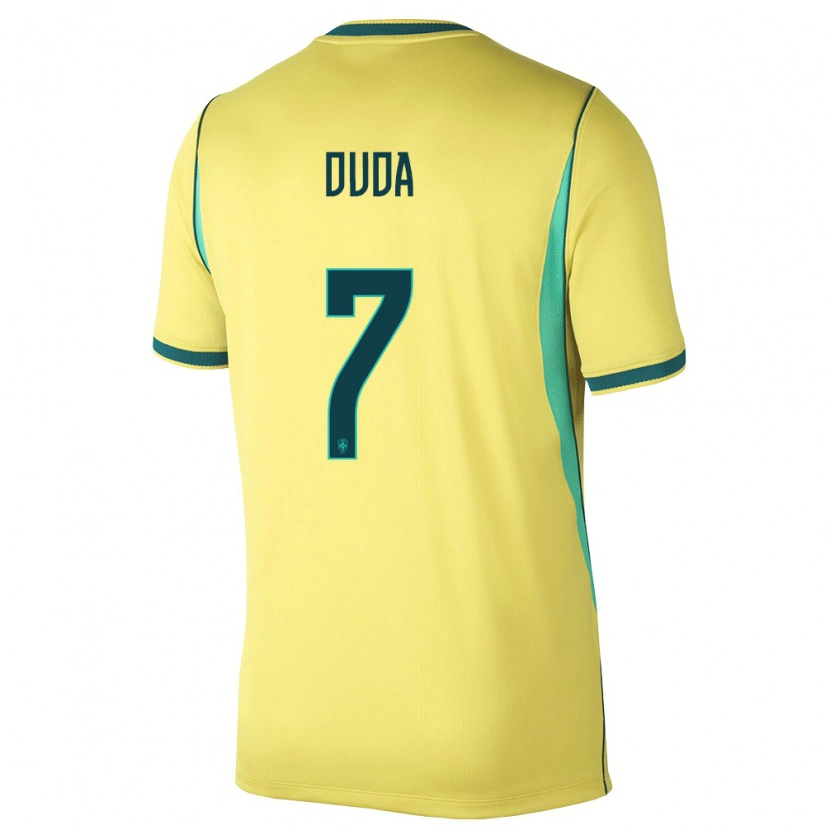 Danxen Dámské Brazílie Duda Francelino #7 Žlutá Zelená Domů Hráčské Dresy 26-28 Dres