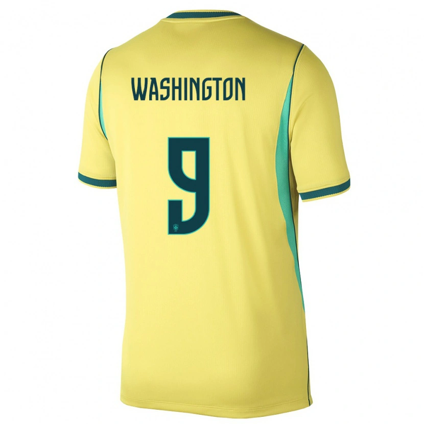 Danxen Dámské Brazílie Deivid Washington #9 Žlutá Zelená Domů Hráčské Dresy 26-28 Dres