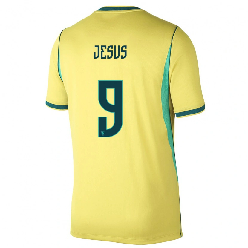 Danxen Dámské Brazílie Igor Jesus #9 Žlutá Zelená Domů Hráčské Dresy 26-28 Dres
