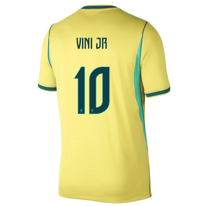 Danxen Dámské Brazílie Vinicius Junior #10 Žlutá Zelená Domů Hráčské Dresy 26-28 Dres