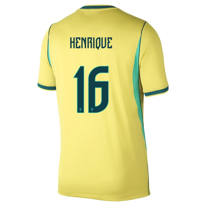 Danxen Dámské Brazílie Caio Henrique #16 Žlutá Zelená Domů Hráčské Dresy 26-28 Dres