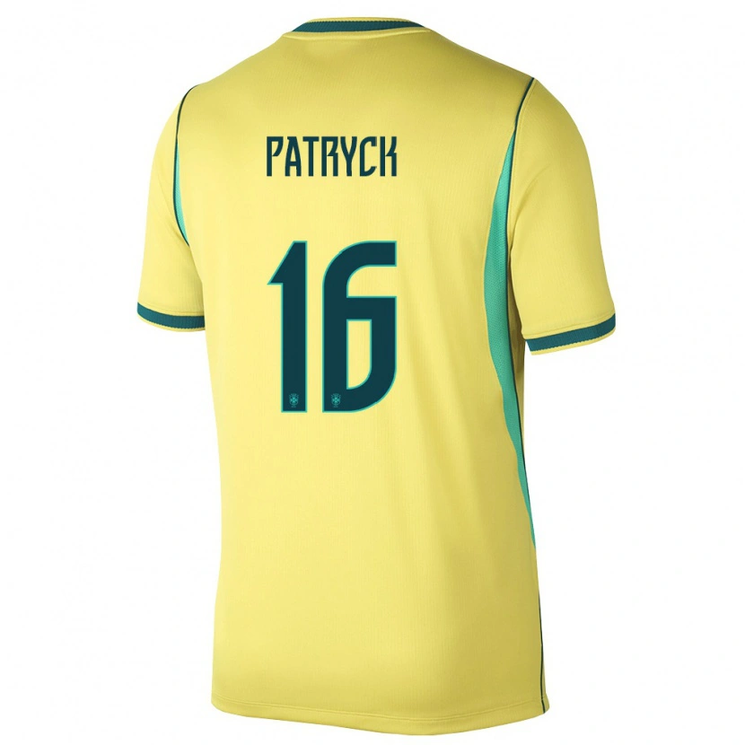 Danxen Dámské Brazílie Patryck #16 Žlutá Zelená Domů Hráčské Dresy 26-28 Dres