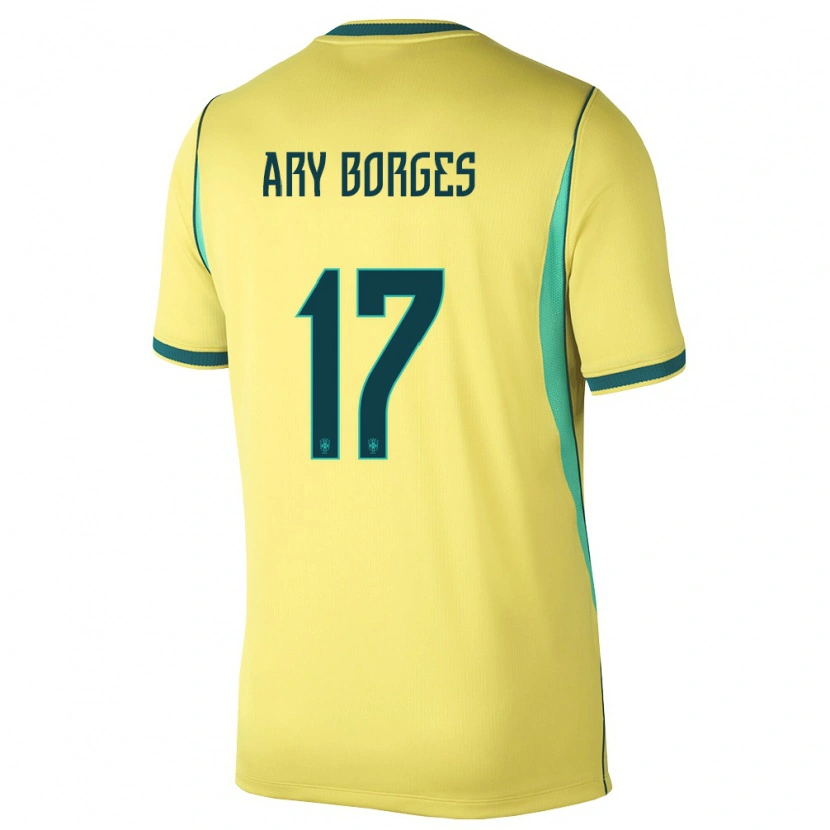 Danxen Dámské Brazílie Ary Borges #17 Žlutá Zelená Domů Hráčské Dresy 26-28 Dres