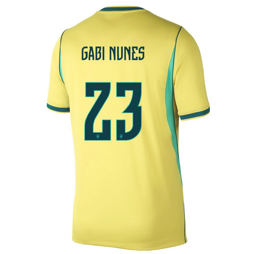 Danxen Dámské Brazílie Gabi Nunes #23 Žlutá Zelená Domů Hráčské Dresy 26-28 Dres