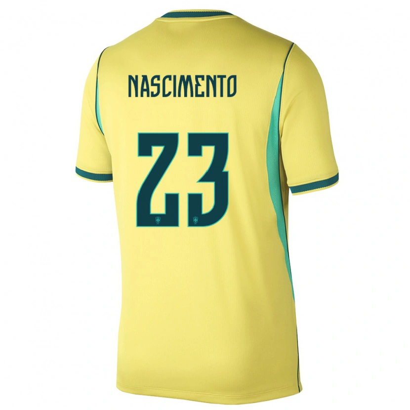 Danxen Dámské Brazílie Matheus Nascimento #23 Žlutá Zelená Domů Hráčské Dresy 26-28 Dres