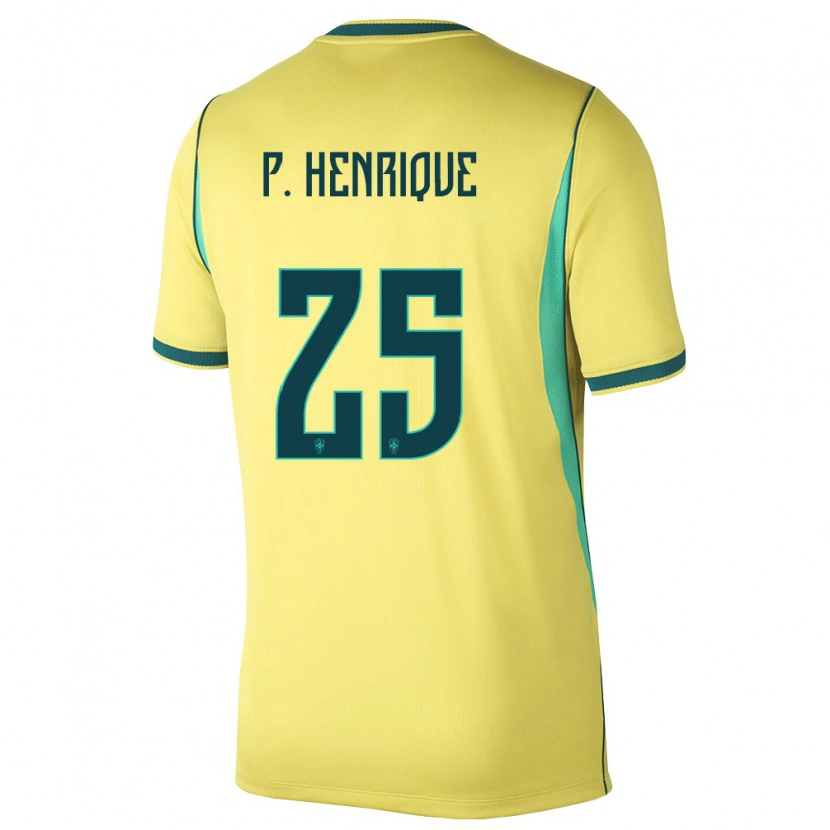 Danxen Dámské Brazílie Paulo Henrique #25 Žlutá Zelená Domů Hráčské Dresy 26-28 Dres