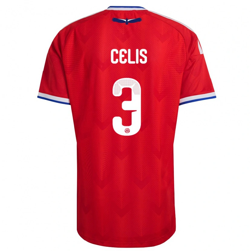 Danxen Dámské Chile Milovan Celis #3 Červená Bílá Modrá Domů Hráčské Dresy 26-28 Dres