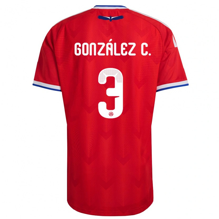 Danxen Dámské Chile Tomás González C. #3 Červená Bílá Modrá Domů Hráčské Dresy 26-28 Dres