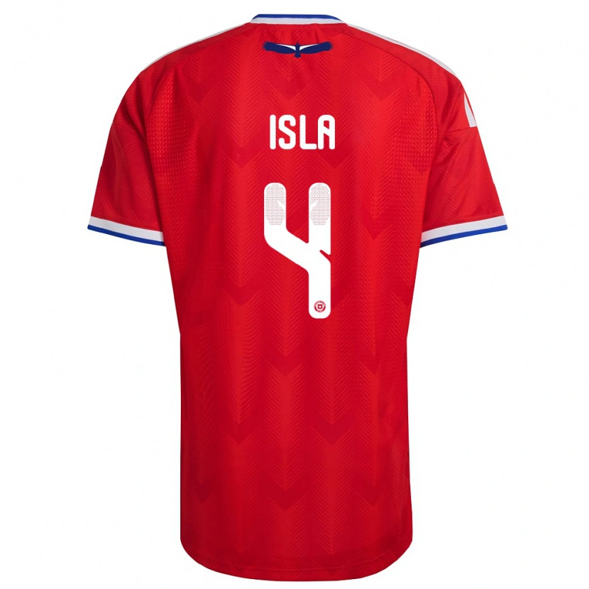Danxen Dámské Chile Mauricio Isla #4 Červená Bílá Modrá Domů Hráčské Dresy 26-28 Dres
