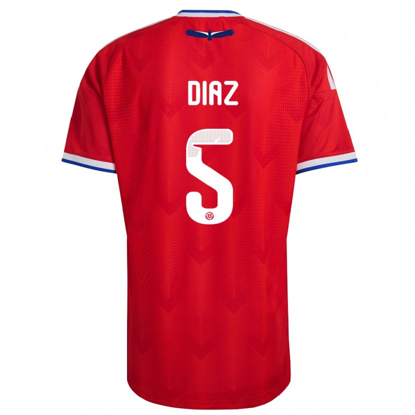 Danxen Dámské Chile Paulo Díaz #5 Červená Bílá Modrá Domů Hráčské Dresy 26-28 Dres