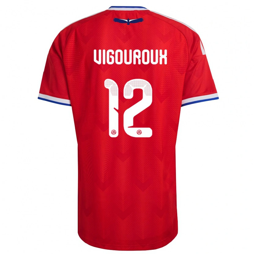 Danxen Dámské Chile Lawrence Vigouroux #12 Červená Bílá Modrá Domů Hráčské Dresy 26-28 Dres