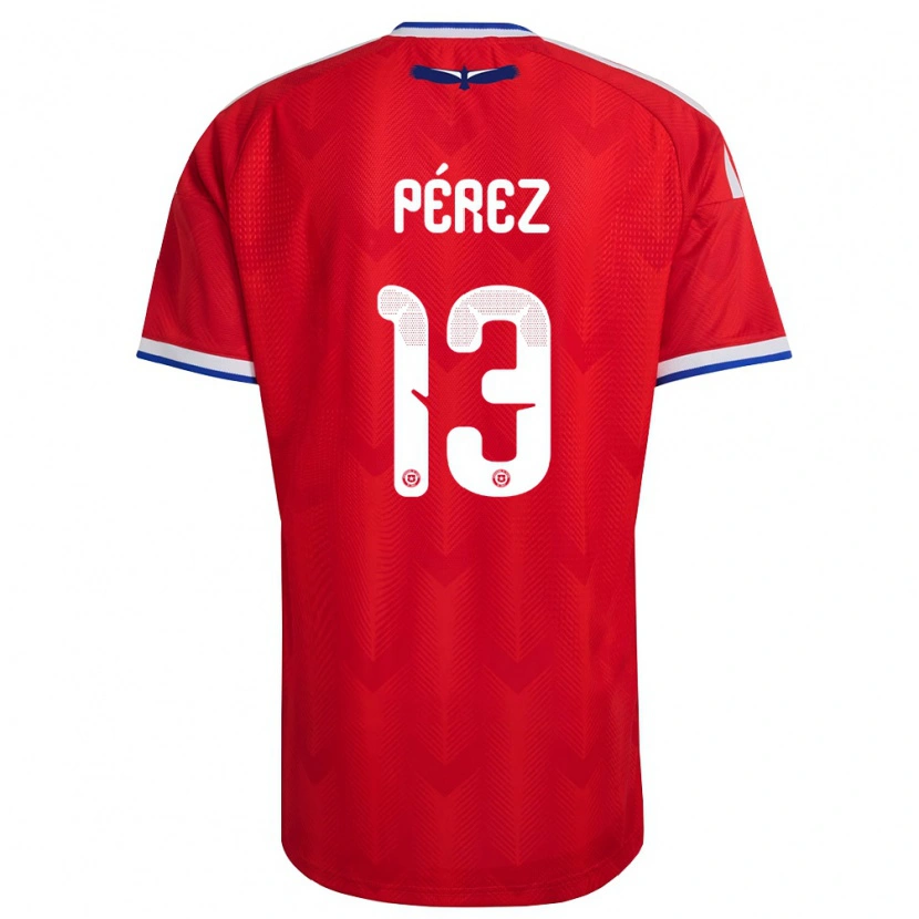Danxen Dámské Chile Matías Pérez #13 Červená Bílá Modrá Domů Hráčské Dresy 26-28 Dres