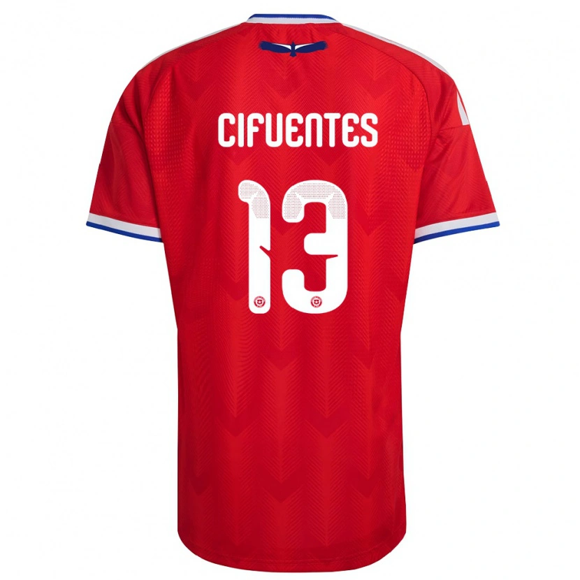 Danxen Dámské Chile Anaís Cifuentes #13 Červená Bílá Modrá Domů Hráčské Dresy 26-28 Dres