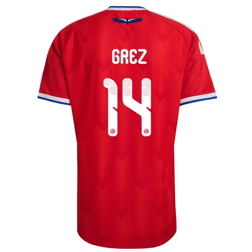 Danxen Dámské Chile Javiera Grez #14 Červená Bílá Modrá Domů Hráčské Dresy 26-28 Dres