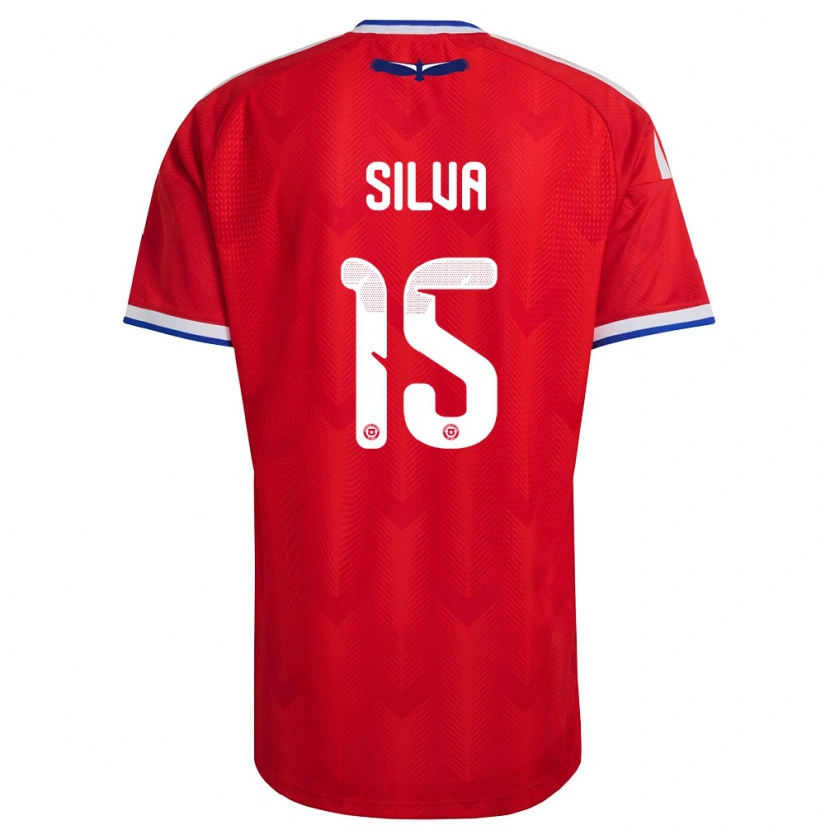 Danxen Dámské Chile Joaquín Silva #15 Červená Bílá Modrá Domů Hráčské Dresy 26-28 Dres