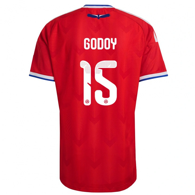 Danxen Dámské Chile Martín Godoy #15 Červená Bílá Modrá Domů Hráčské Dresy 26-28 Dres