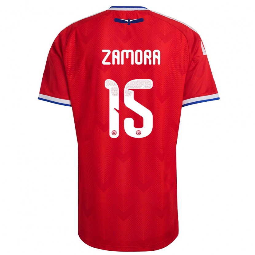 Danxen Dámské Chile Daniela Zamora #15 Červená Bílá Modrá Domů Hráčské Dresy 26-28 Dres