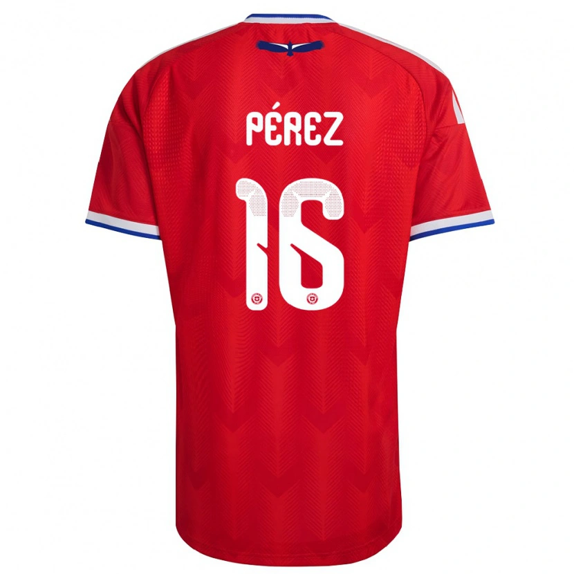 Danxen Dámské Chile Nicolás Pérez #16 Červená Bílá Modrá Domů Hráčské Dresy 26-28 Dres