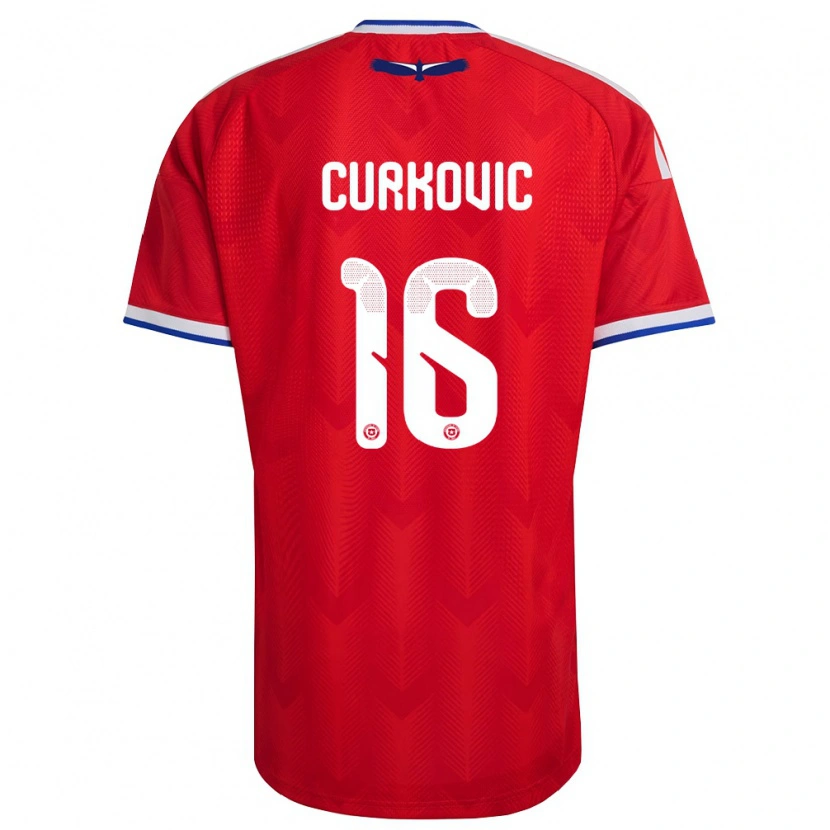 Danxen Dámské Chile Andro Curkovic #16 Červená Bílá Modrá Domů Hráčské Dresy 26-28 Dres