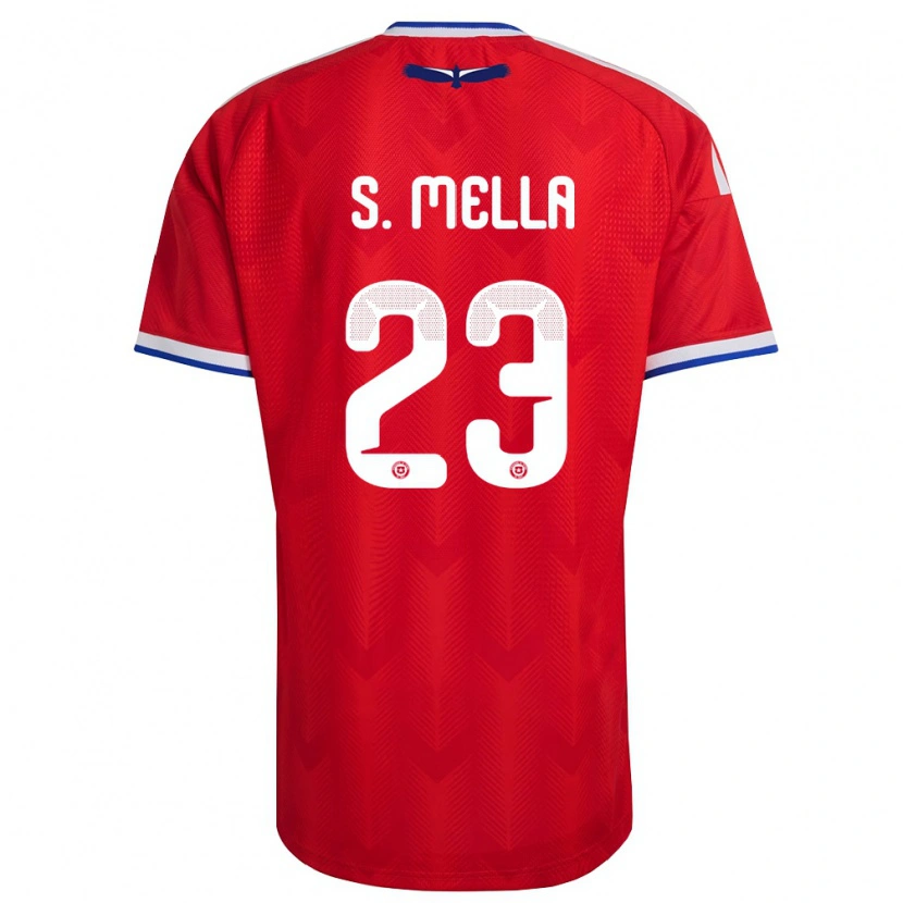 Danxen Dámské Chile Sebastián Mella #23 Červená Bílá Modrá Domů Hráčské Dresy 26-28 Dres