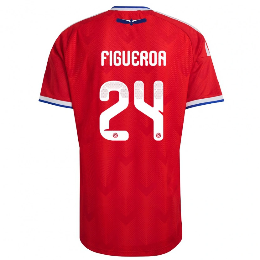 Danxen Dámské Chile Ámbar Figueroa #24 Červená Bílá Modrá Domů Hráčské Dresy 26-28 Dres
