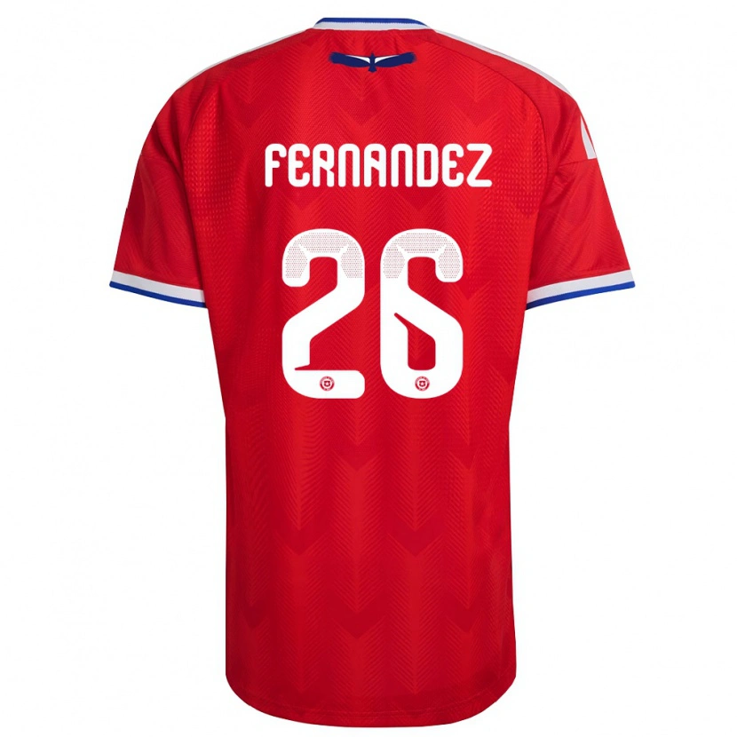Danxen Dámské Chile Nicolás Fernández #26 Červená Bílá Modrá Domů Hráčské Dresy 26-28 Dres