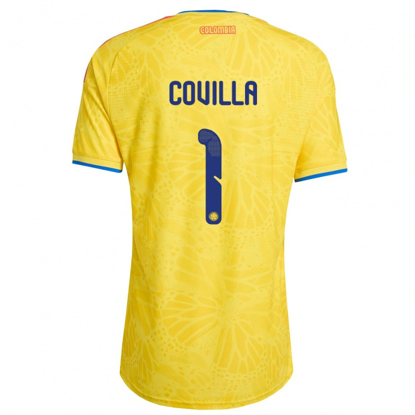 Danxen Dámské Kolumbie Juan Covilla #1 Žlutá Modrá Červená Domů Hráčské Dresy 26-28 Dres