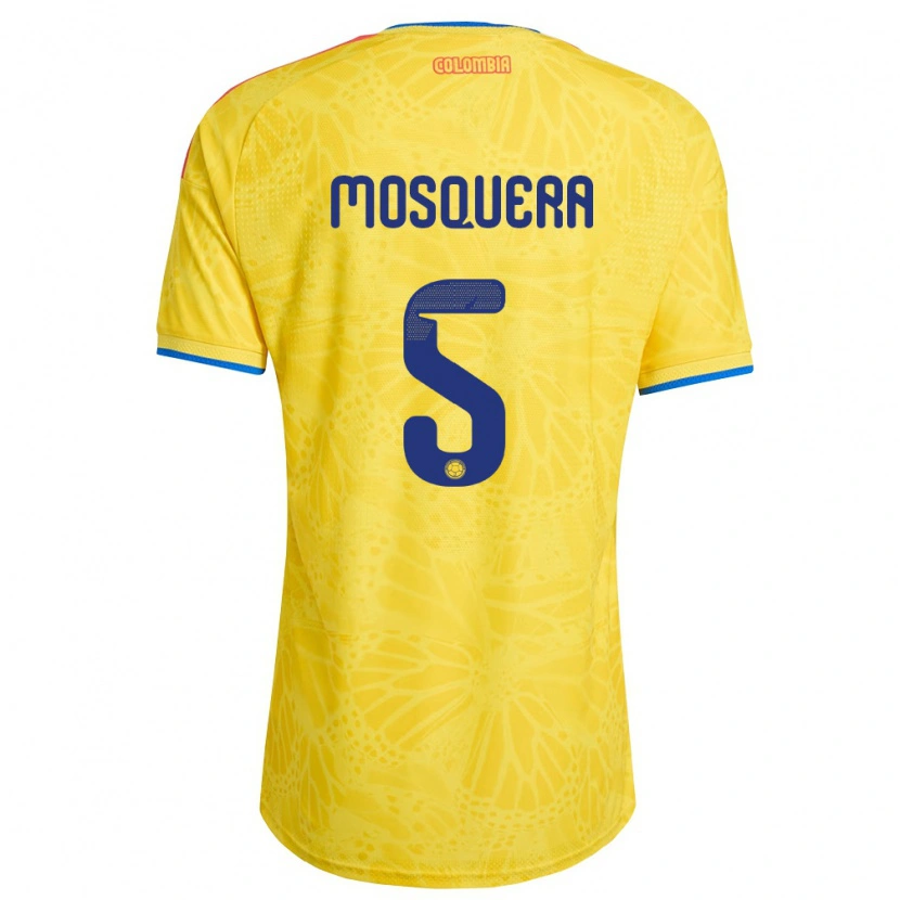 Danxen Dámské Kolumbie Adrían Mosquera #5 Žlutá Modrá Červená Domů Hráčské Dresy 26-28 Dres