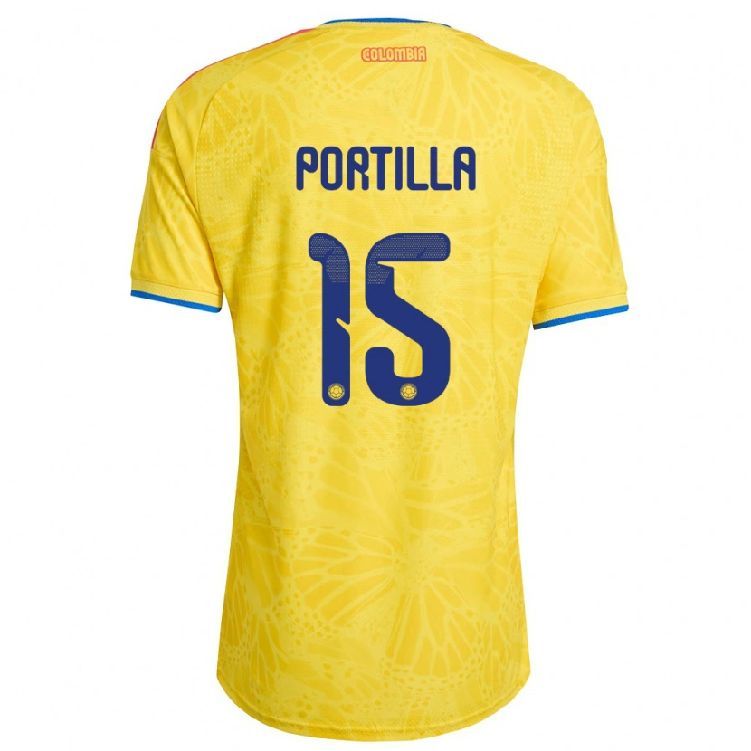 Danxen Dámské Kolumbie Juan Portilla #15 Žlutá Modrá Červená Domů Hráčské Dresy 26-28 Dres