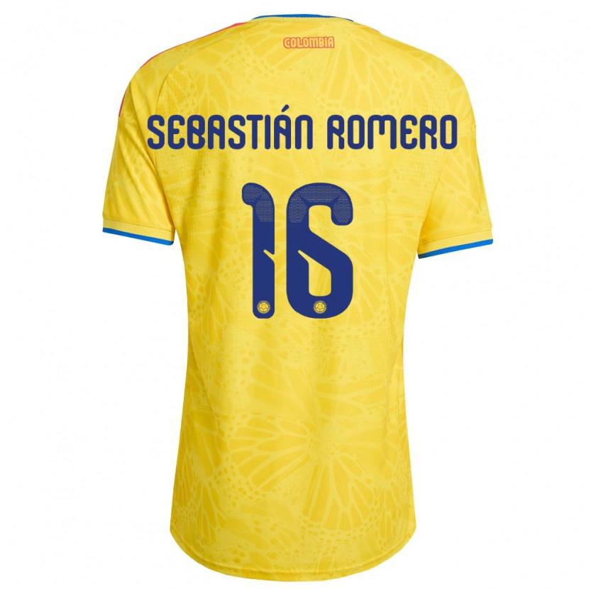 Danxen Dámské Kolumbie Joel Sebastián Romero #16 Žlutá Modrá Červená Domů Hráčské Dresy 26-28 Dres