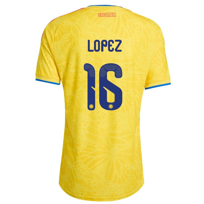 Danxen Dámské Kolumbie William López #16 Žlutá Modrá Červená Domů Hráčské Dresy 26-28 Dres