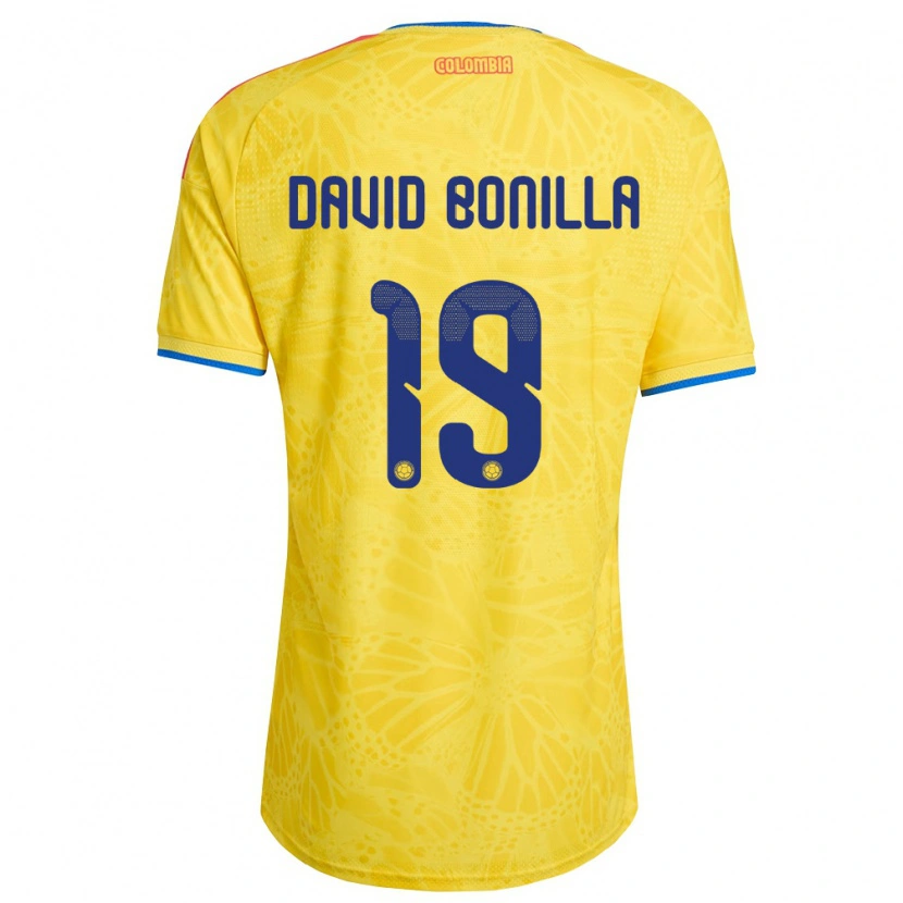 Danxen Dámské Kolumbie Juan David Bonilla #19 Žlutá Modrá Červená Domů Hráčské Dresy 26-28 Dres