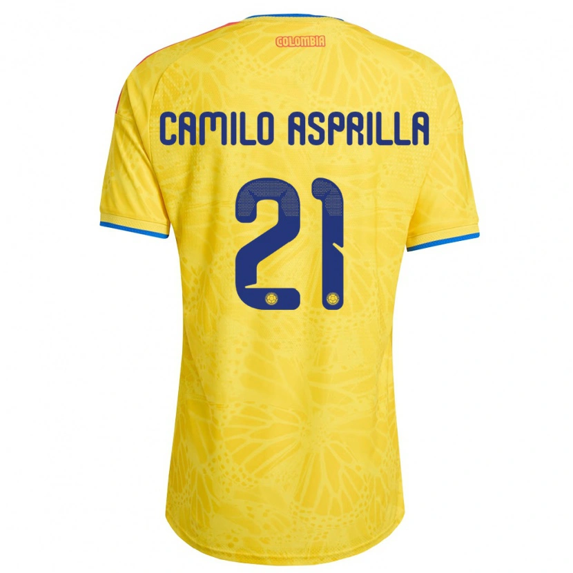 Danxen Dámské Kolumbie Juan Camilo Asprilla #21 Žlutá Modrá Červená Domů Hráčské Dresy 26-28 Dres