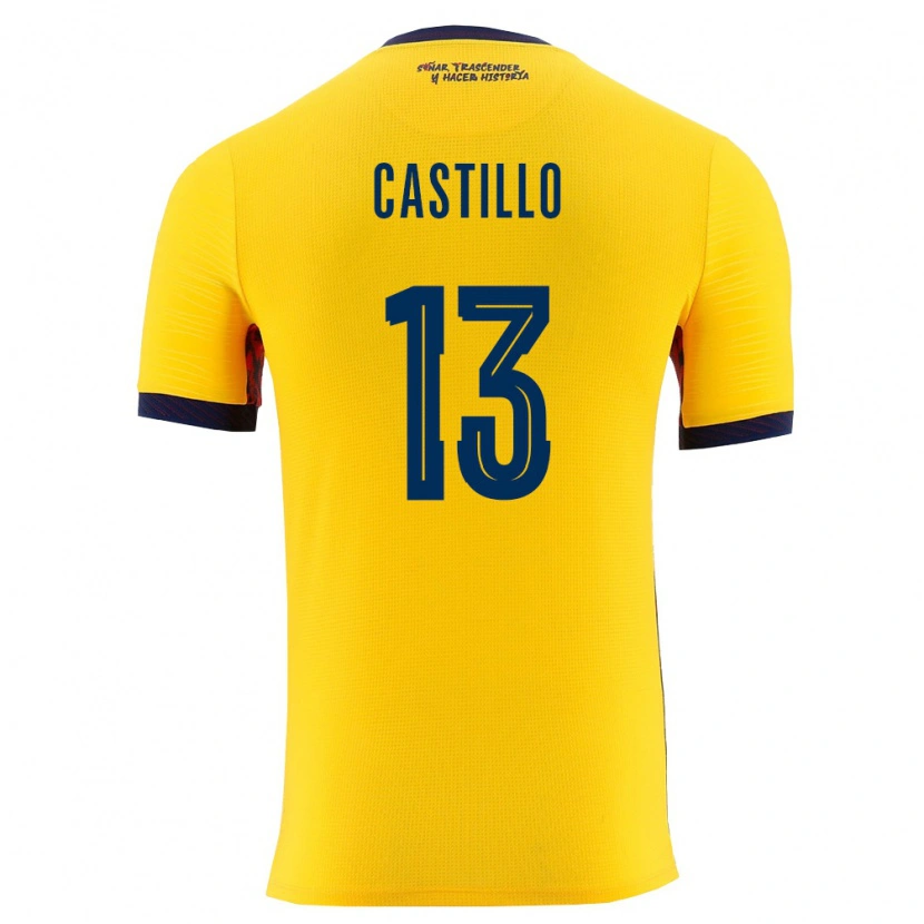 Danxen Dámské Ekvádor Denil Castillo #13 Žlutá Námořnická Domů Hráčské Dresy 26-28 Dres