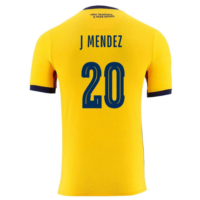 Danxen Dámské Ekvádor Jhegson Mendez #20 Žlutá Námořnická Domů Hráčské Dresy 26-28 Dres