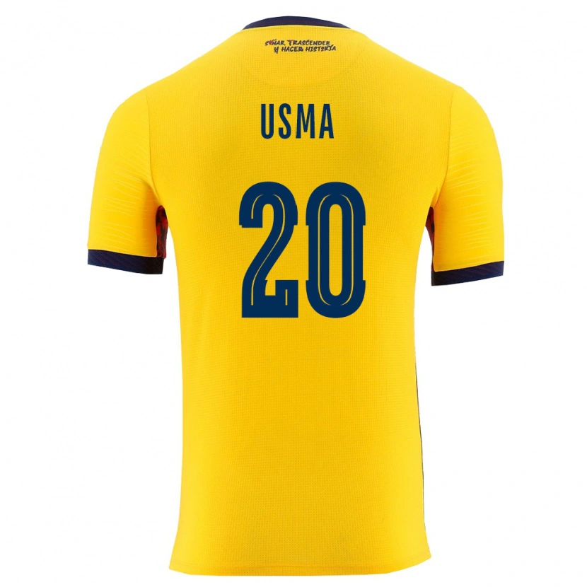 Danxen Dámské Ekvádor Juan Usma #20 Žlutá Námořnická Domů Hráčské Dresy 26-28 Dres