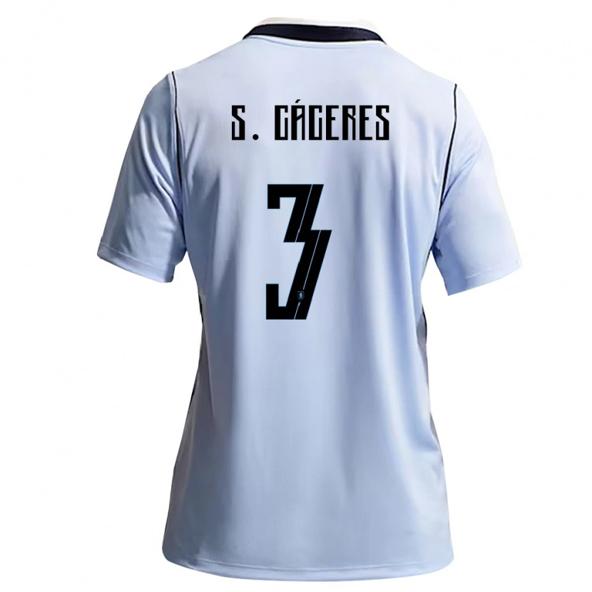 Danxen Dámské Uruguay Sebastián Cáceres #3 Nebeská Modrá Bílá Domů Hráčské Dresy 26-28 Dres