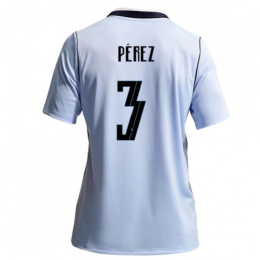 Danxen Dámské Uruguay Nicolás Pérez #3 Nebeská Modrá Bílá Domů Hráčské Dresy 26-28 Dres