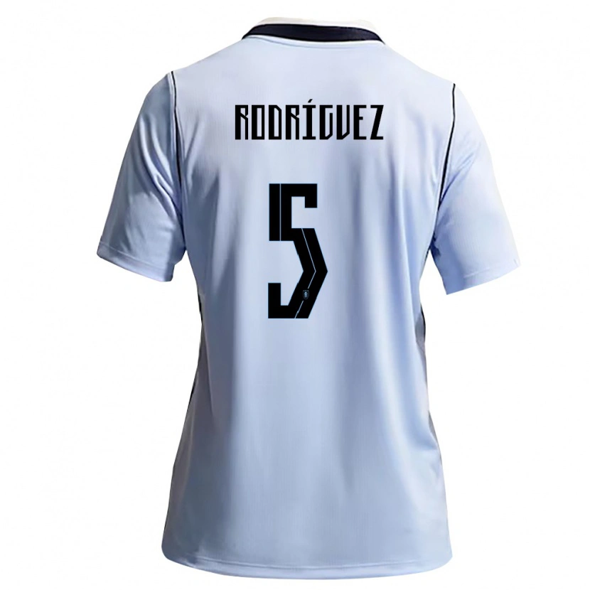 Danxen Dámské Uruguay Juan Rodríguez #5 Nebeská Modrá Bílá Domů Hráčské Dresy 26-28 Dres