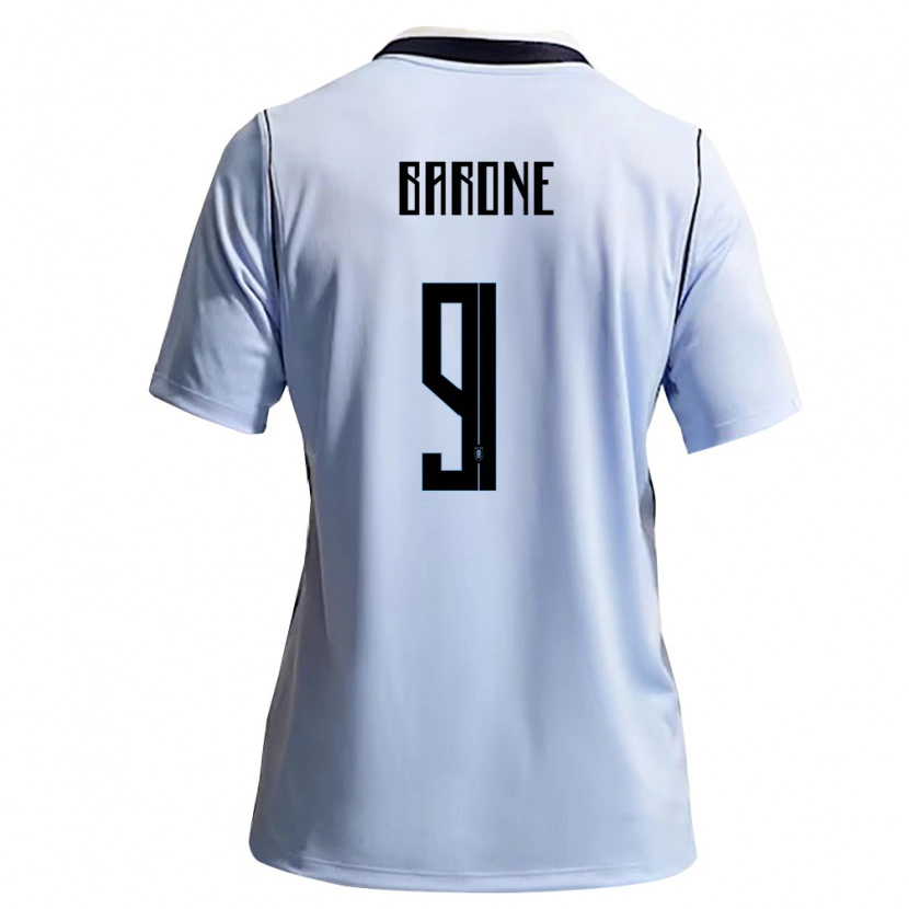 Danxen Dámské Uruguay Faustino Barone #9 Nebeská Modrá Bílá Domů Hráčské Dresy 26-28 Dres