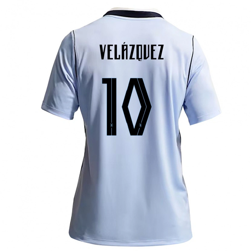 Danxen Dámské Uruguay Alexander Velázquez #10 Nebeská Modrá Bílá Domů Hráčské Dresy 26-28 Dres