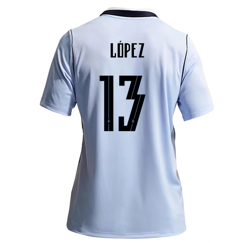 Danxen Dámské Uruguay Nahuel López #13 Nebeská Modrá Bílá Domů Hráčské Dresy 26-28 Dres