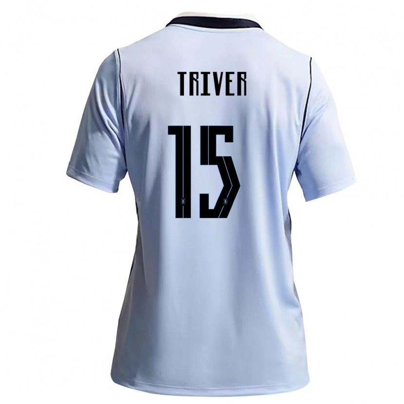 Danxen Dámské Uruguay Francisco Triver #15 Nebeská Modrá Bílá Domů Hráčské Dresy 26-28 Dres