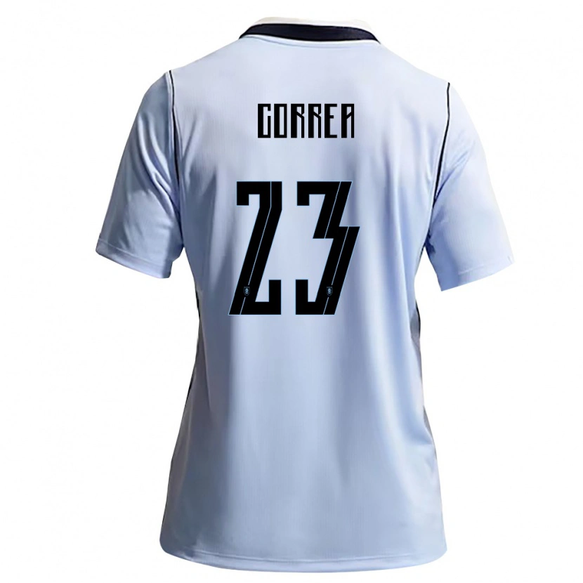 Danxen Dámské Uruguay Fabrizio Correa #23 Nebeská Modrá Bílá Domů Hráčské Dresy 26-28 Dres