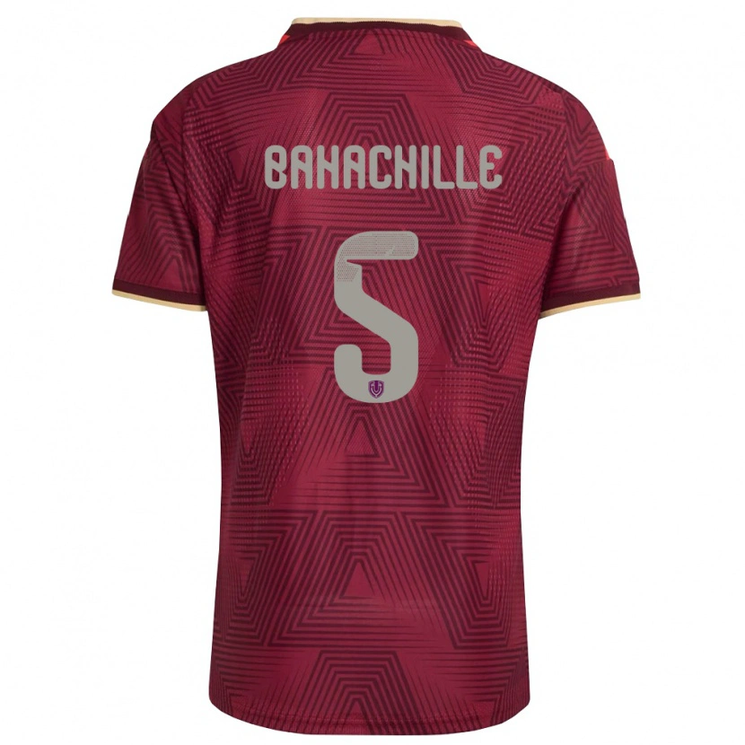 Danxen Dámské Venezuela Abraham Bahachille #5 Vínová Zlatá Žlutá Domů Hráčské Dresy 26-28 Dres