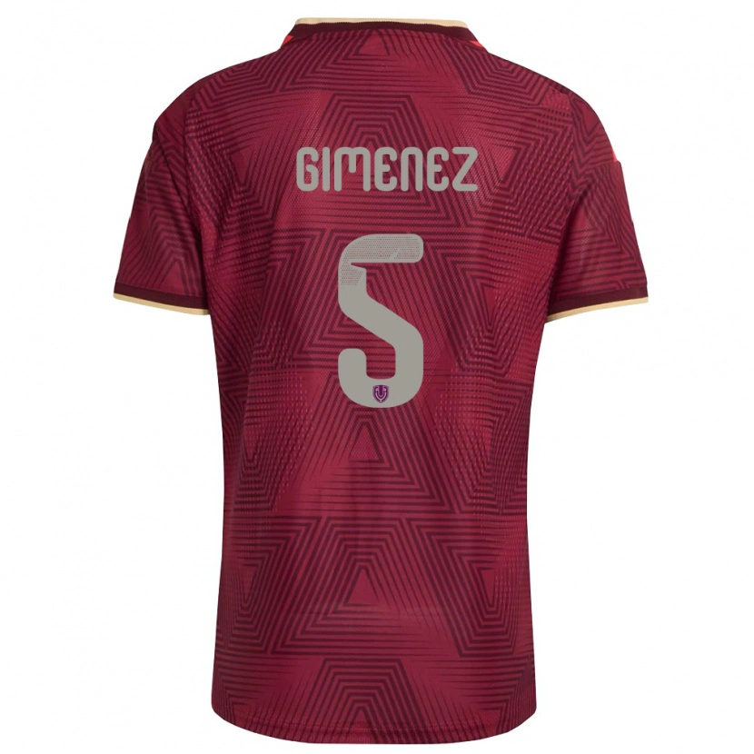 Danxen Dámské Venezuela Yenifer Giménez #5 Vínová Zlatá Žlutá Domů Hráčské Dresy 26-28 Dres