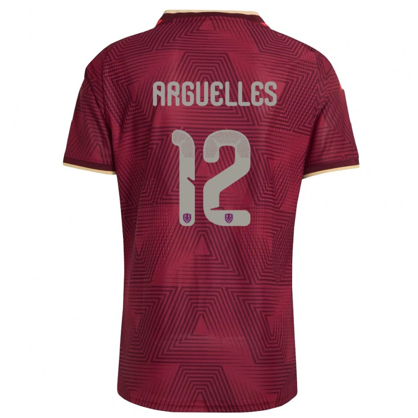 Danxen Dámské Venezuela Wilmary Argüelles #12 Vínová Zlatá Žlutá Domů Hráčské Dresy 26-28 Dres