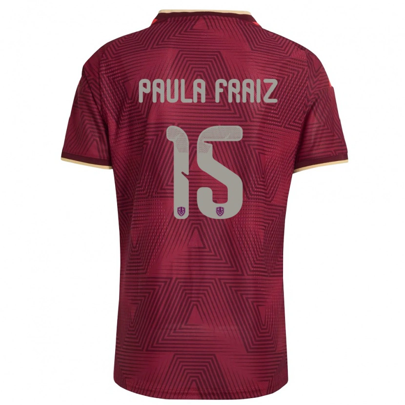 Danxen Dámské Venezuela Ana Paula Fraiz #15 Vínová Zlatá Žlutá Domů Hráčské Dresy 26-28 Dres